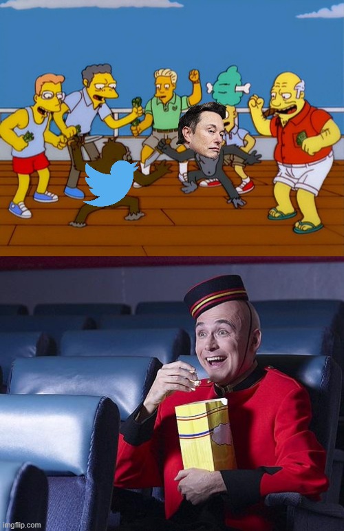 Never bring a knife to a lawyer fight. | image tagged in simpsons monkey fight,eat popcorn,elon musk,twitter,memes,fun | made w/ Imgflip meme maker