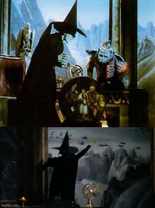 Fly My Pretties 2 | image tagged in fly my pretties,wizard of oz,wicked witch,reaction | made w/ Imgflip meme maker