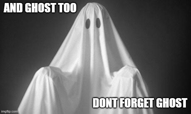 Ghost | AND GHOST TOO DONT FORGET GHOST | image tagged in ghost | made w/ Imgflip meme maker