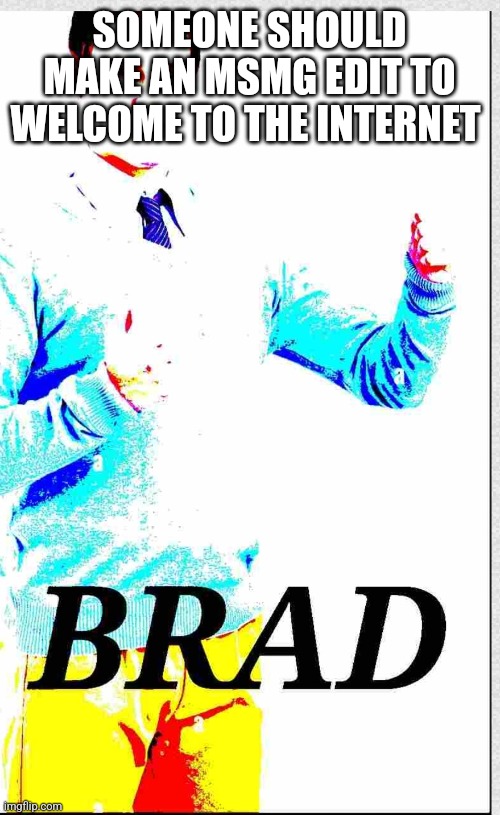 Brad | SOMEONE SHOULD MAKE AN MSMG EDIT TO WELCOME TO THE INTERNET | image tagged in brad | made w/ Imgflip meme maker