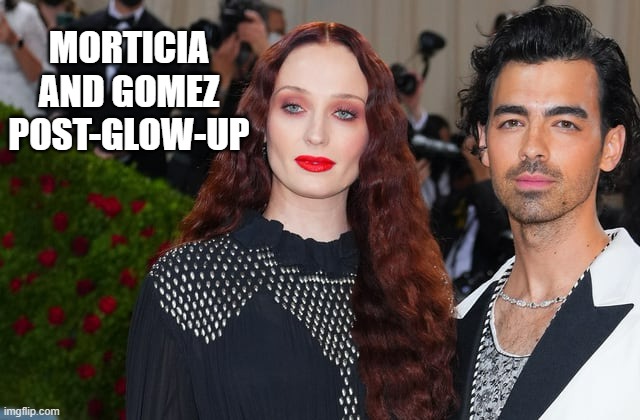 The Addams Family | MORTICIA AND GOMEZ POST-GLOW-UP | image tagged in addams family | made w/ Imgflip meme maker