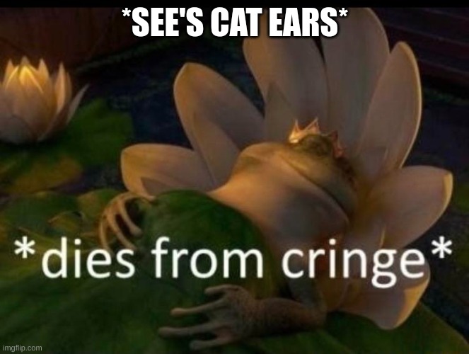 *dies of cringe* | *SEE'S CAT EARS* | image tagged in dies of cringe | made w/ Imgflip meme maker