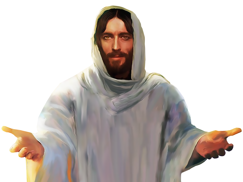Jesus in white robes with transparency Blank Meme Template