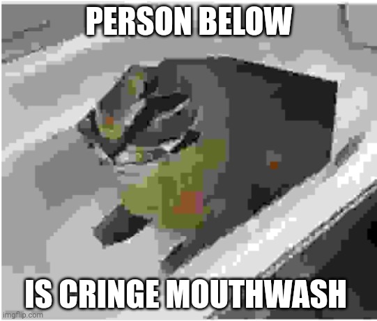 very very low quality floppa in a tub | PERSON BELOW; IS CRINGE MOUTHWASH | image tagged in very very low quality floppa in a tub | made w/ Imgflip meme maker