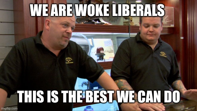 Pawn Stars Best I Can Do | WE ARE WOKE LIBERALS THIS IS THE BEST WE CAN DO | image tagged in pawn stars best i can do | made w/ Imgflip meme maker