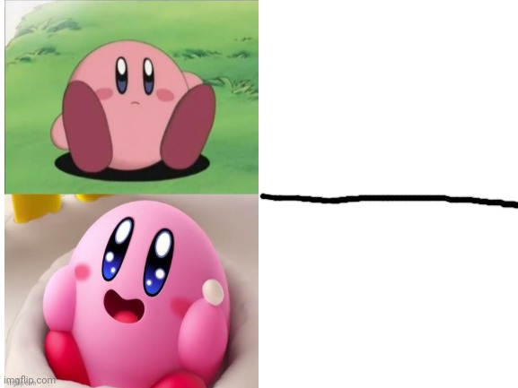 Kirby bored then happy template | image tagged in blank white template,new template,blank template,custom template | made w/ Imgflip meme maker