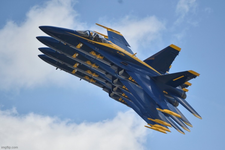 The blue angel in a close formation | image tagged in blue angels,planes,flight | made w/ Imgflip meme maker
