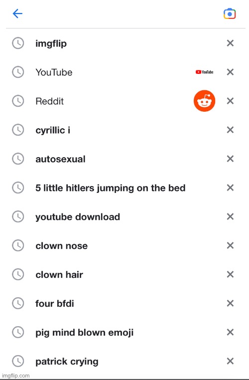 Search history reveal | made w/ Imgflip meme maker