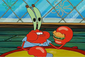 High Quality Mr krabs eating a krabby patty Blank Meme Template