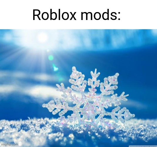 Roblox mods: | image tagged in blank white template,snowflake | made w/ Imgflip meme maker