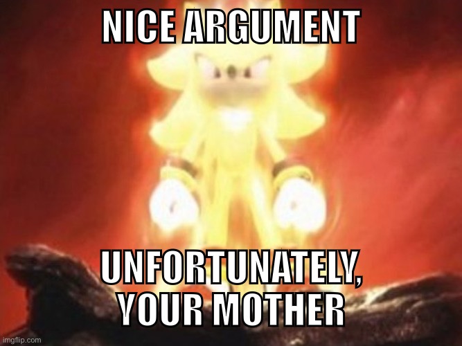 . | NICE ARGUMENT; UNFORTUNATELY, YOUR MOTHER | made w/ Imgflip meme maker