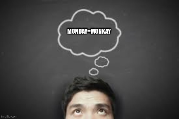 MONDAY=MONKAY | image tagged in transform,monkey | made w/ Imgflip meme maker