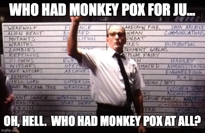 Monkey Pox in July 2 | WHO HAD MONKEY POX FOR JU... OH, HELL.  WHO HAD MONKEY POX AT ALL? | image tagged in monkey pox | made w/ Imgflip meme maker