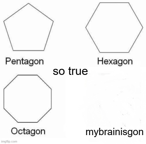 so true | so true; mybrainisgon | image tagged in memes,pentagon hexagon octagon | made w/ Imgflip meme maker