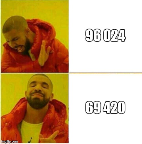 lel | 96 024; 69 420 | image tagged in drake hotline approves | made w/ Imgflip meme maker