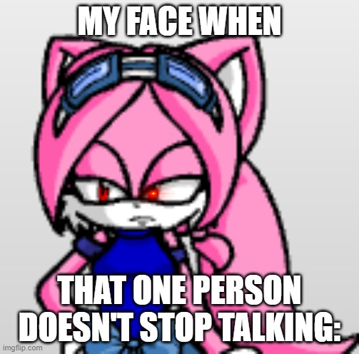 Yes | MY FACE WHEN; THAT ONE PERSON DOESN'T STOP TALKING: | image tagged in sonic oc,sure | made w/ Imgflip meme maker