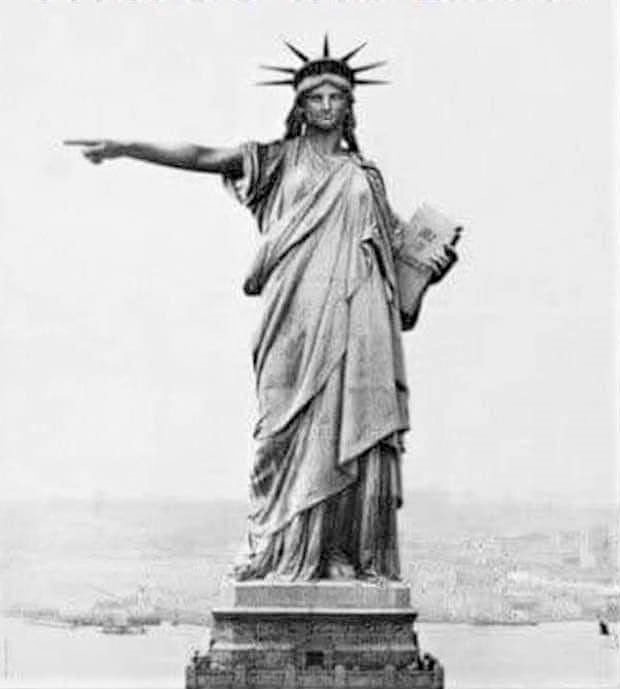 High Quality Statue of Liberty says if you don't like America leave! Blank Meme Template