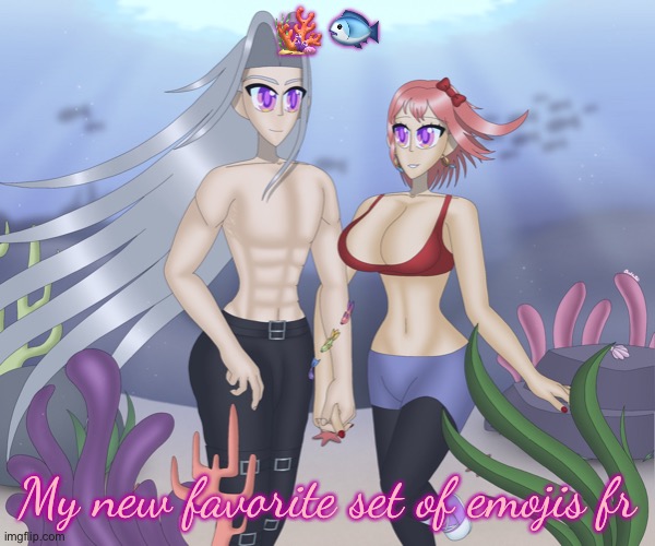 Sayori and Sephiroth | 🪸🐟; My new favorite set of emojis fr | image tagged in sayori and sephiroth | made w/ Imgflip meme maker