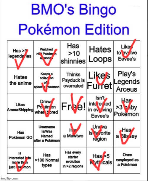 Dark Type Pokemon Bingo Card