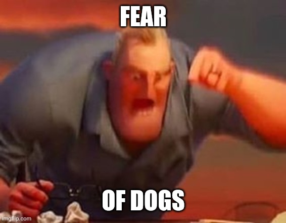 FEAR OF DOGS | image tagged in mr incredible mad | made w/ Imgflip meme maker