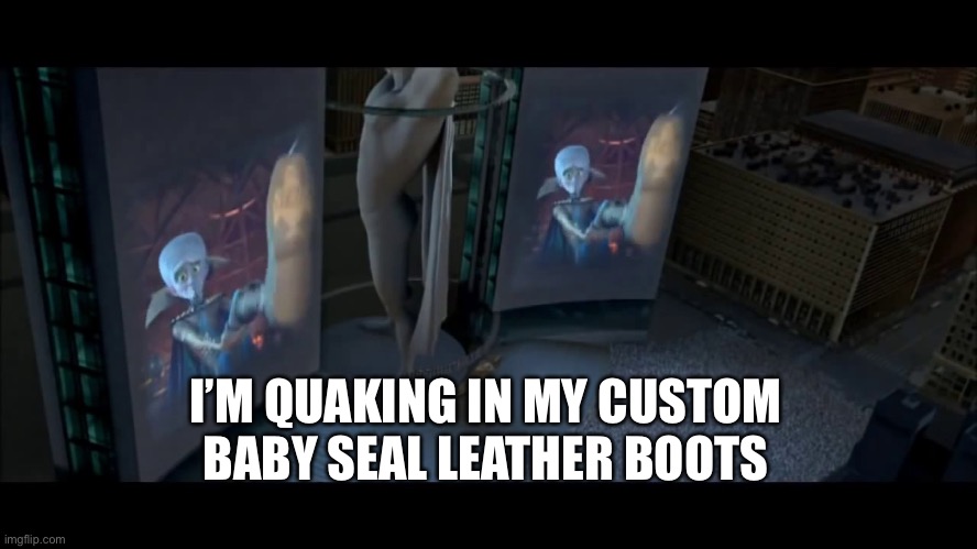 I’M QUAKING IN MY CUSTOM BABY SEAL LEATHER BOOTS | made w/ Imgflip meme maker