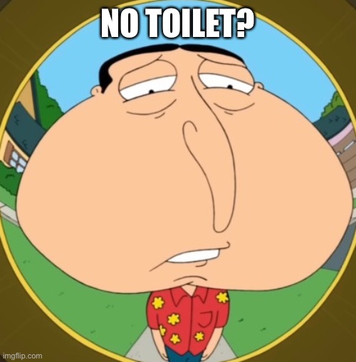 No bitches Quagmire | NO TOILET? | image tagged in no bitches quagmire | made w/ Imgflip meme maker