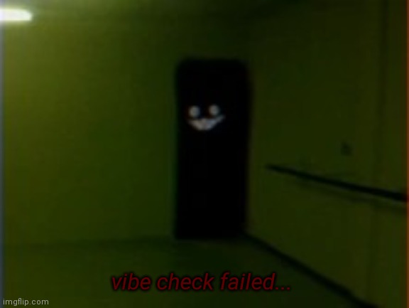 failed | vibe check failed... | image tagged in backrooms smiler | made w/ Imgflip meme maker