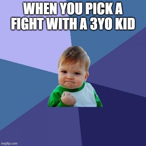 Success Kid | WHEN YOU PICK A FIGHT WITH A 3YO KID | image tagged in memes,success kid | made w/ Imgflip meme maker