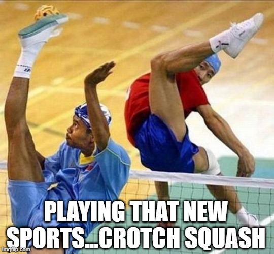 The Hell is This? | PLAYING THAT NEW SPORTS...CROTCH SQUASH | image tagged in sports | made w/ Imgflip meme maker