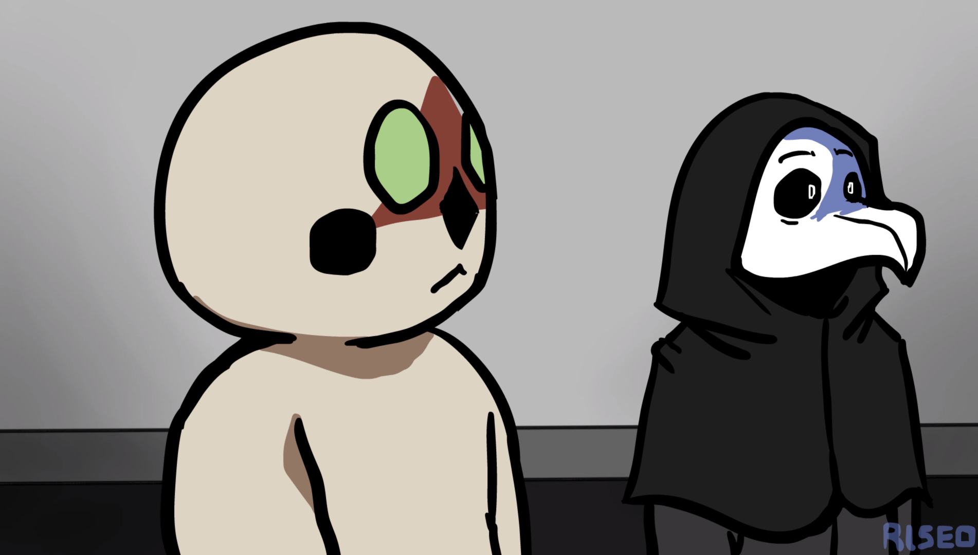 SCP-173 Looking at SCP-049 Blank Meme Template