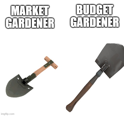 BUDGET GARDENER; MARKET GARDENER | image tagged in tf2 | made w/ Imgflip meme maker