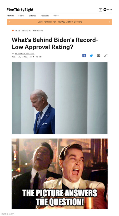 The Picture Answers The Question | image tagged in clueless,joe biden,approval,ratings,debacle,goodfellas laugh | made w/ Imgflip meme maker