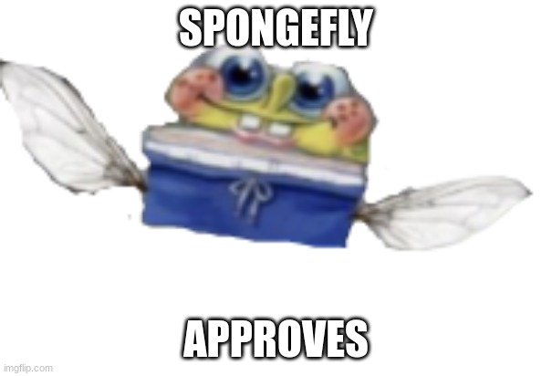 Spongefly | SPONGEFLY APPROVES | image tagged in spongefly | made w/ Imgflip meme maker