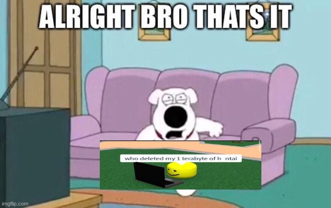 who did it | image tagged in alright bro that's it,memes,shitpost,oh wow are you actually reading these tags,msmg | made w/ Imgflip meme maker
