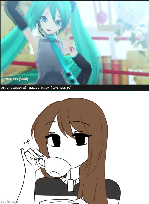 this is the shit i watch (miku looks worried) | image tagged in emirichu sipping tea while 2 boys fight | made w/ Imgflip meme maker
