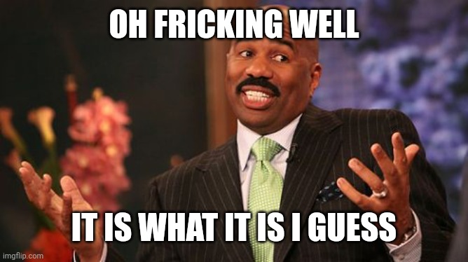 Steve Harvey Meme | OH FRICKING WELL IT IS WHAT IT IS I GUESS | image tagged in memes,steve harvey | made w/ Imgflip meme maker