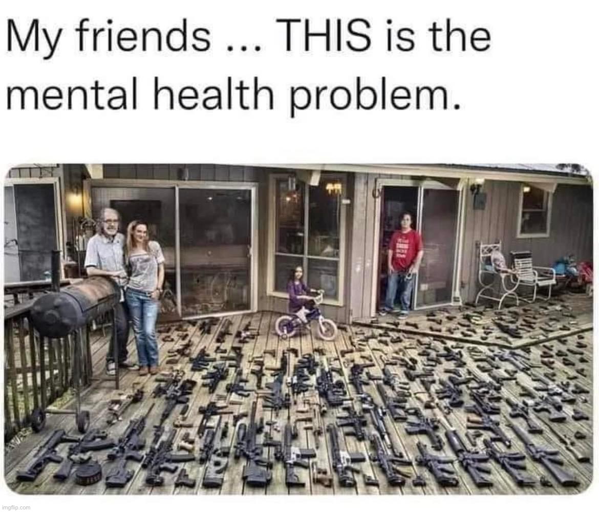 Gun nuts are the mental health problem | image tagged in gun nuts are the mental health problem,guns,gun nuts,conservatives,mental health,mental illness | made w/ Imgflip meme maker
