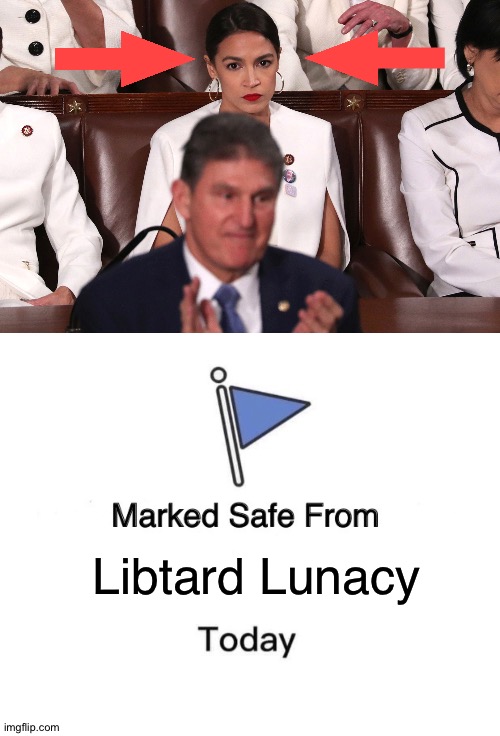 Libtard Lunacy | image tagged in aoc staring down joe manchin,memes,marked safe from | made w/ Imgflip meme maker