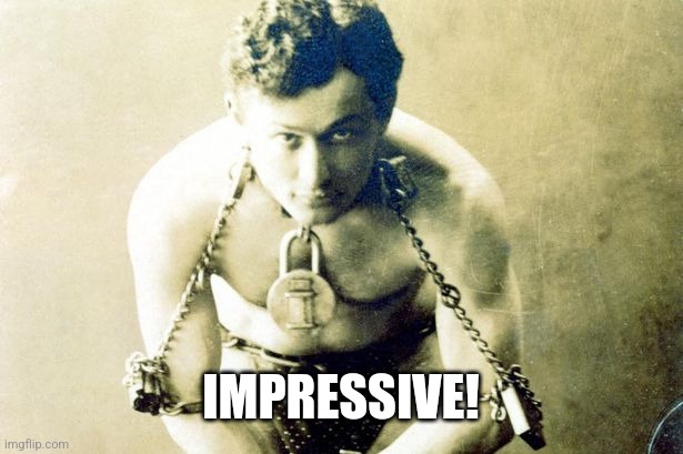Harry Houdini | IMPRESSIVE! | image tagged in harry houdini | made w/ Imgflip meme maker