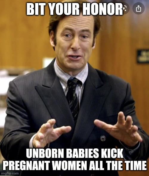 Your Honor, | BIT YOUR HONOR; UNBORN BABIES KICK PREGNANT WOMEN ALL THE TIME | image tagged in your honor,memes,funy | made w/ Imgflip meme maker