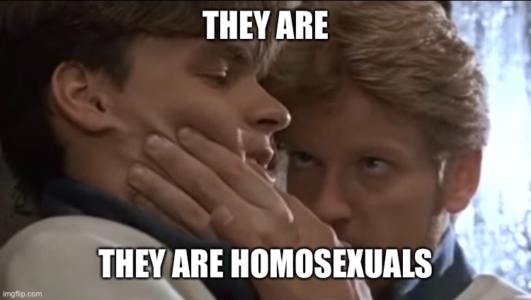 i am back | THEY ARE; THEY ARE HOMOSEXUALS | image tagged in meme | made w/ Imgflip meme maker