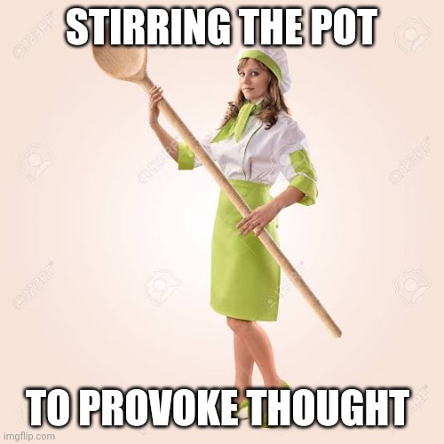 Stir the pot | STIRRING THE POT; TO PROVOKE THOUGHT | image tagged in stir the pot | made w/ Imgflip meme maker