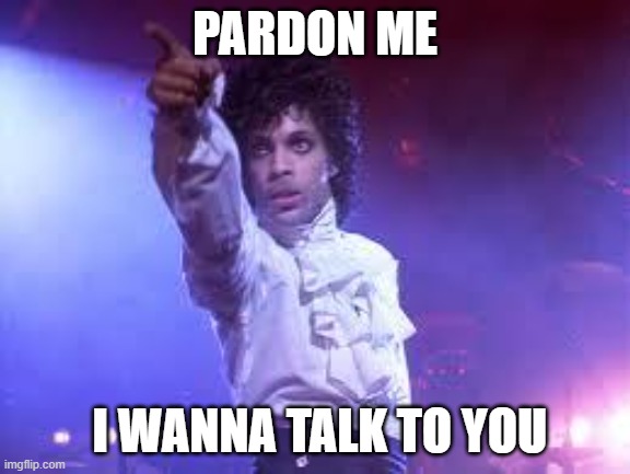 pardon me i wanna talk to you | PARDON ME; I WANNA TALK TO YOU | image tagged in prince | made w/ Imgflip meme maker