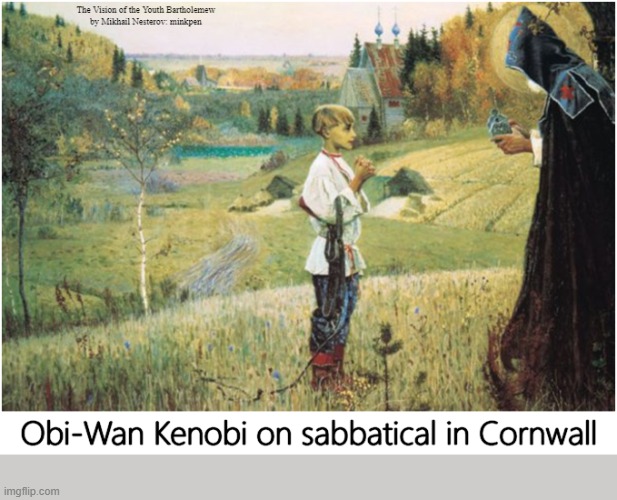 Obi-Wan Kenobi on Holiday | image tagged in art memes,symbolism,star wars,obi wan,star wars memes,teaching | made w/ Imgflip meme maker