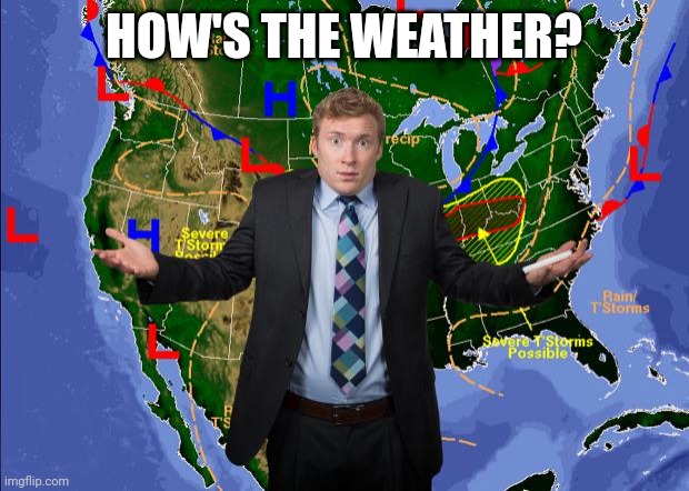 Weather Dude | HOW'S THE WEATHER? | image tagged in weather dude | made w/ Imgflip meme maker