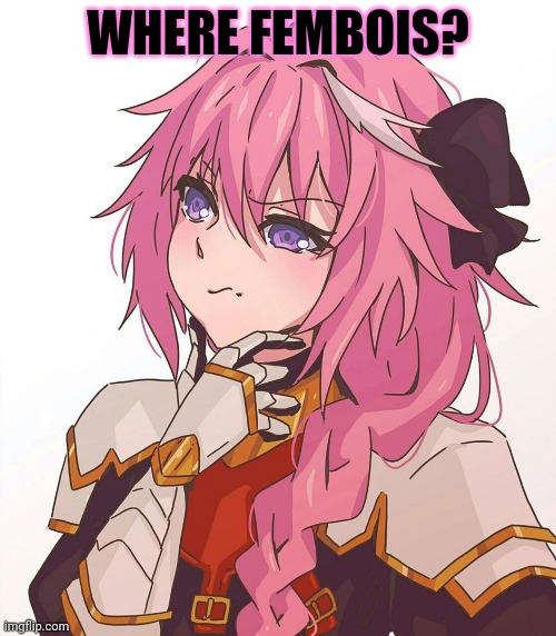 Astolfo hmm meme | WHERE FEMBOIS? | image tagged in astolfo hmm meme | made w/ Imgflip meme maker