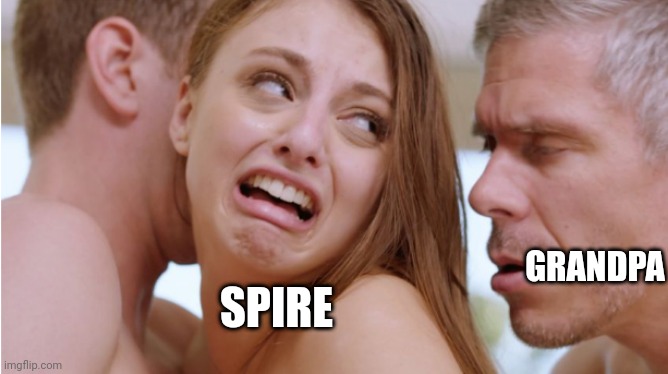 E | GRANDPA; SPIRE | image tagged in old man creeping | made w/ Imgflip meme maker
