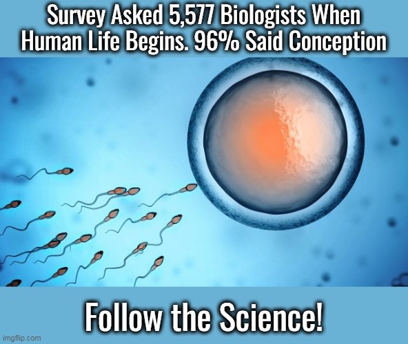 Liberals worship the "consensus", so how 'bout you stop murdering your babies? | Survey Asked 5,577 Biologists When Human Life Begins. 96% Said Conception; Follow the Science! | image tagged in abortion is murder,biology,science | made w/ Imgflip meme maker