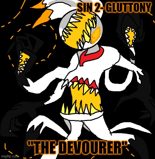 Seven Sins Part 2 | SIN 2- GLUTTONY; "THE DEVOURER" | image tagged in seven deadly sins,eating | made w/ Imgflip meme maker