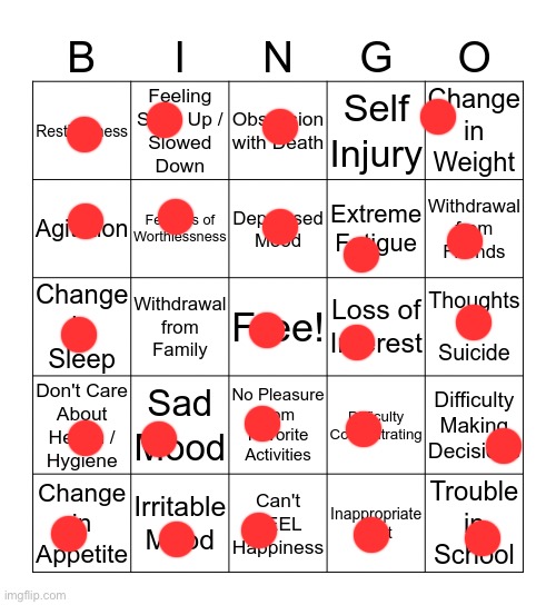depression bingo 1 | image tagged in depression bingo 1 | made w/ Imgflip meme maker